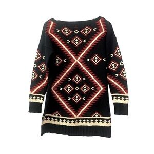 Lauren Ralph Lauren Western Sweater Aztec Navajo Dark Blue Red Petite Medium